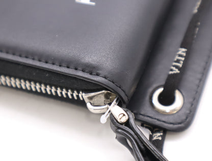VALENTINO WY2P0P90LVNVLTN Neck Strap Wallet Leather Black Wallet