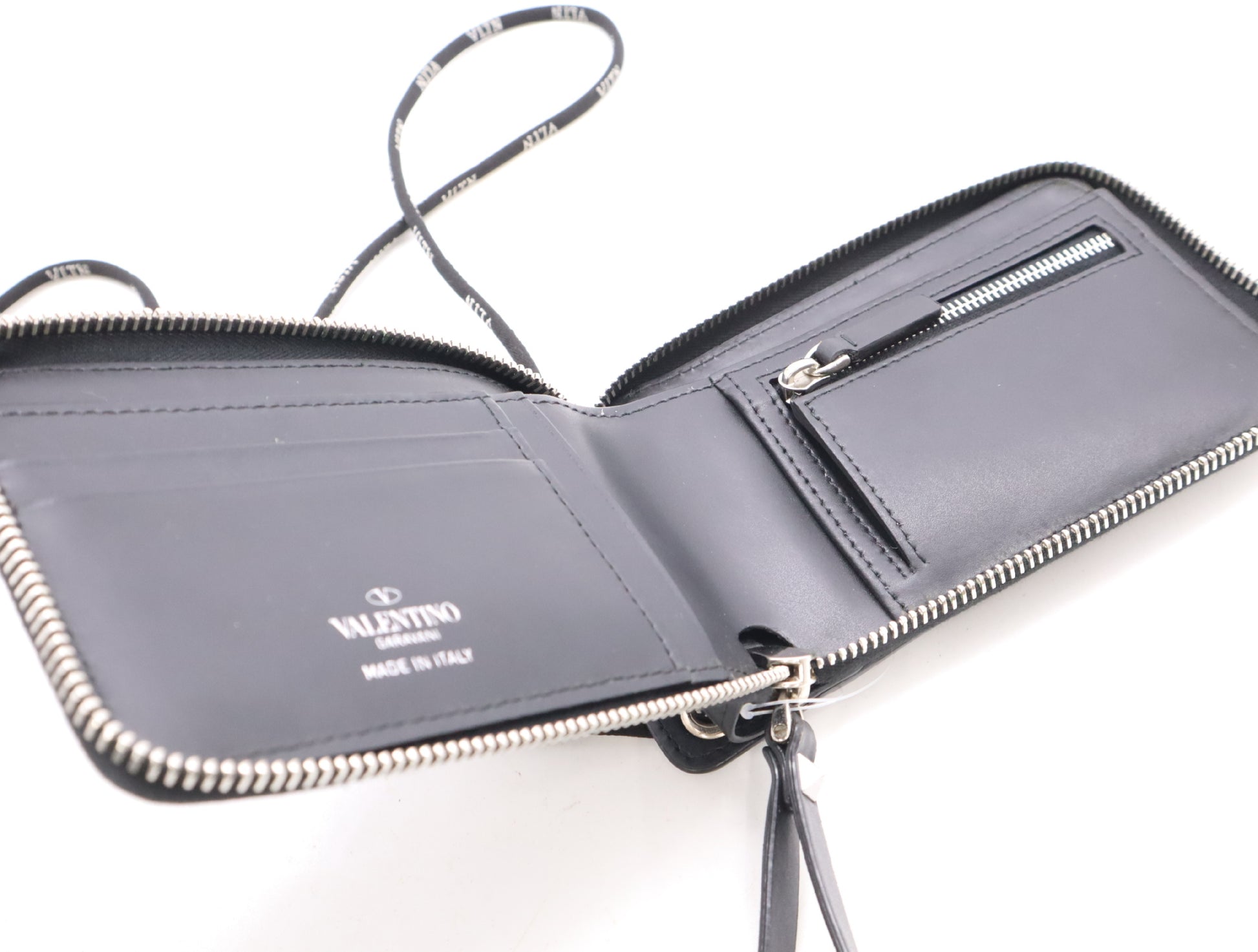 VALENTINO WY2P0P90LVNVLTN Neck Strap Wallet Leather Black Wallet