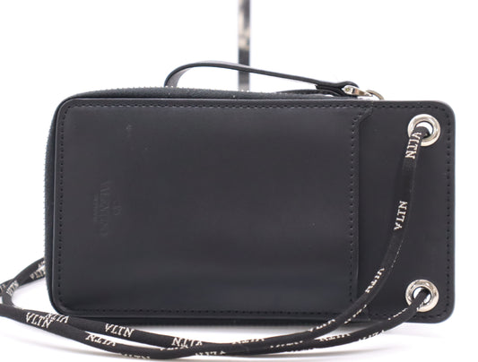 VALENTINO WY2P0P90LVNVLTN Neck Strap Wallet Leather Black Wallet