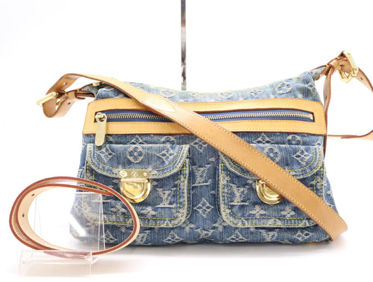 LOUIS VUITTON M95049 Denim Baggy PM Blue Shoulder Bag with Interchangeable Strap