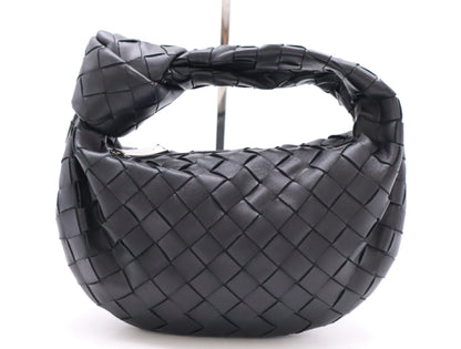 BOTTEGA VENETA 651876 Lambskin Intrecciato Mini Jodie Nappa Handbag in Black