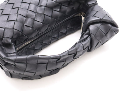 BOTTEGA VENETA 651876 Lambskin Intrecciato Mini Jodie Nappa Handbag in Black