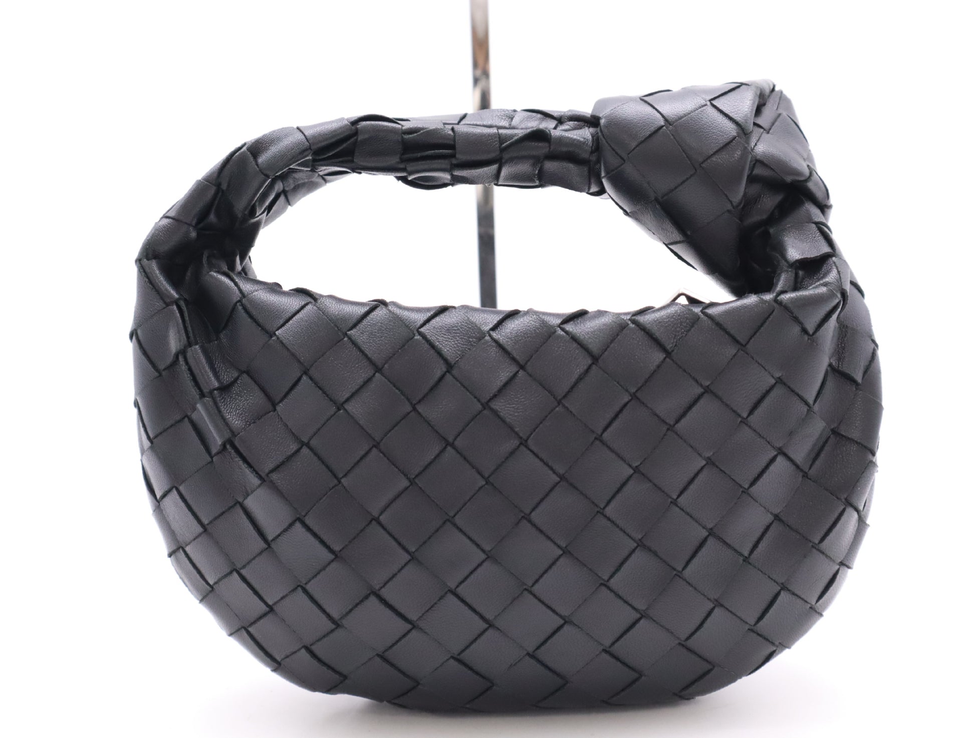 BOTTEGA VENETA 651876 Lambskin Intrecciato Mini Jodie Nappa Handbag in Black