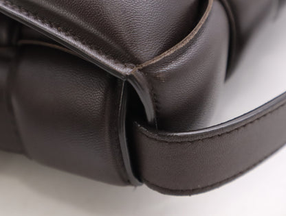 BOTTEGA VENETA 591970 Leather Maxi Intrecciato Padded Cassette Shoulder Bag in Bordeaux with Dust Bag