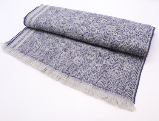 GUCCI Silk Stole with GG Pattern, Made in Italy, Gray and Navy, Scarf
