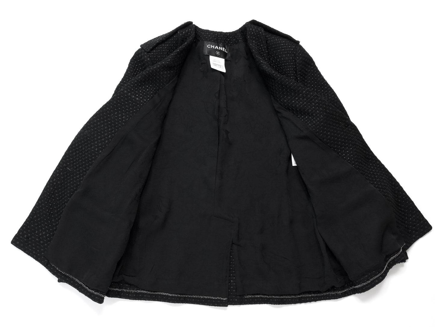 CHANEL 16C Black Tweed Jacket 42 Runway Jacket
