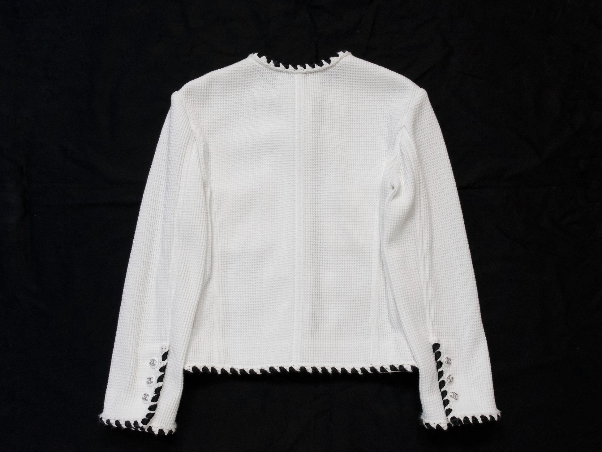 CHANEL 21C Ribbon Trim Waffle Collarless Jacket, Size 34, Slightly Large, Unused