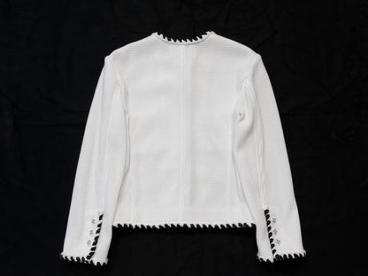 CHANEL 21C Ribbon Trim Waffle Collarless Jacket, Size 34, Slightly Large, Unused
