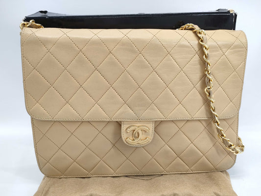 CHANEL Matelasse Beige Shoulder Bag