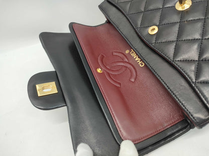 CHANEL Matelasse Coco Mark Turn Lock Double Chain Double Flap Shoulder Bag