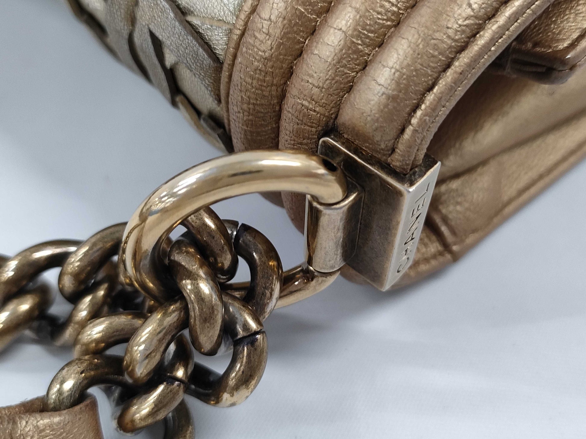 CHANEL Boy Chanel Bronze Silver Shoulder Bag