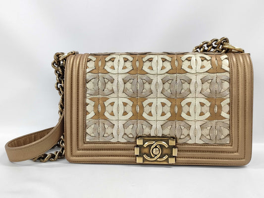 CHANEL Boy Chanel Bronze Silver Shoulder Bag