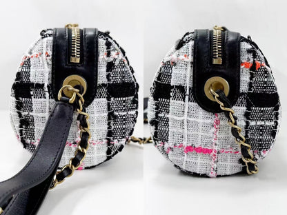 CHANEL CHANEL logo Coco charm lace tweed bowling shoulder bag, approximately 24cm wide, 30s, vintage G hardware, dust bag and sticker included, excellent condition, item number 30095610