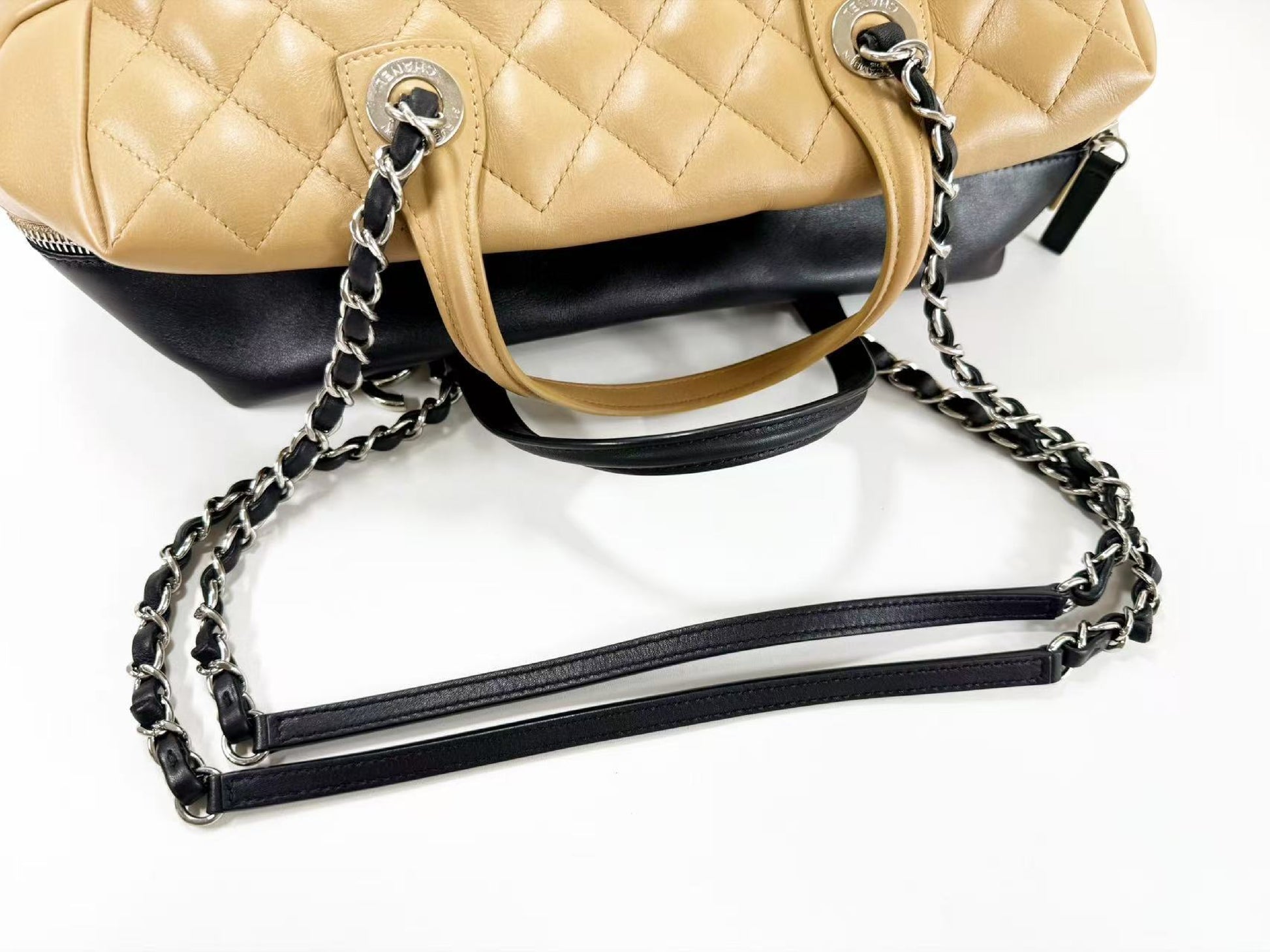 CHANEL Matelasse Coco Charm 2-Way Two-Tone Calfskin Bag, W30cm x H21cm x D16cm, Approx. 22nd Series [Sealed], Silver Hardware, Boston Bag, 22282977