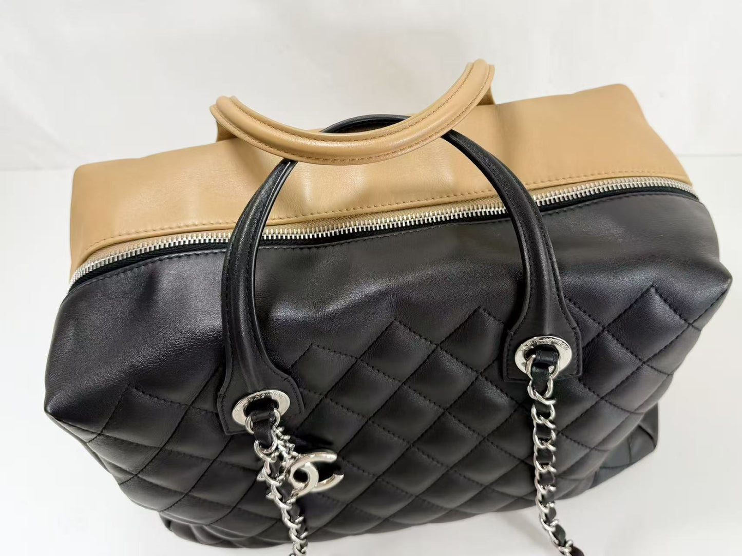 CHANEL Matelasse Coco Charm 2-Way Two-Tone Calfskin Bag, W30cm x H21cm x D16cm, Approx. 22nd Series [Sealed], Silver Hardware, Boston Bag, 22282977