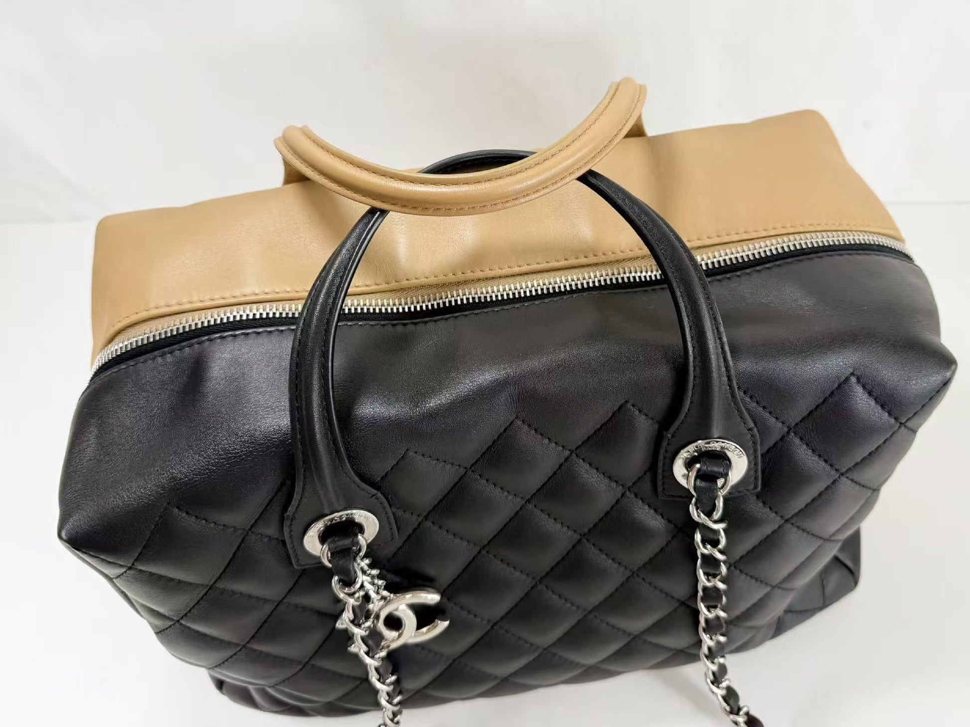 CHANEL Matelasse Coco Charm 2-Way Two-Tone Calfskin Bag, W30cm x H21cm x D16cm, Approx. 22nd Series [Sealed], Silver Hardware, Boston Bag, 22282977