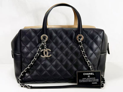 CHANEL Matelasse Coco Charm 2-Way Two-Tone Calfskin Bag, W30cm x H21cm x D16cm, Approx. 22nd Series [Sealed], Silver Hardware, Boston Bag, 22282977