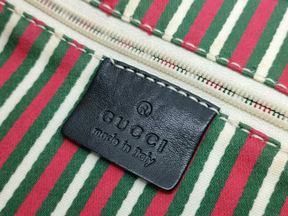 GUCCI GG Canvas Shoulder Bag, Black, Interlocking Pattern