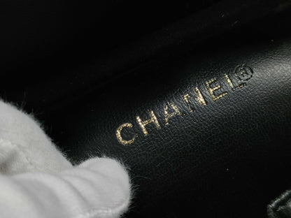 CHANEL Caviar Skin Pouch Coco Mark Black Vanity Bag