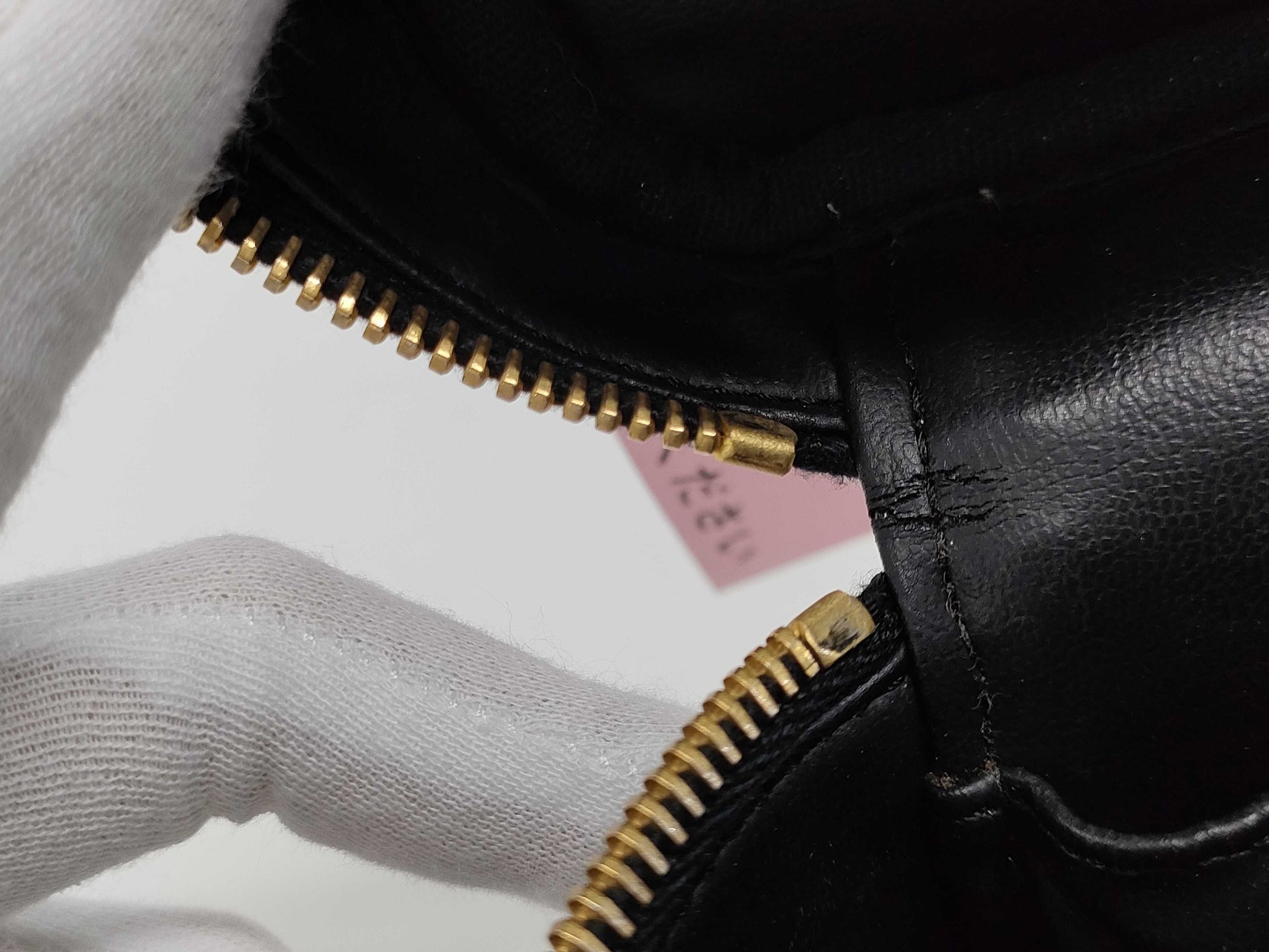 CHANEL Caviar Skin Pouch Coco Mark Black Vanity Bag