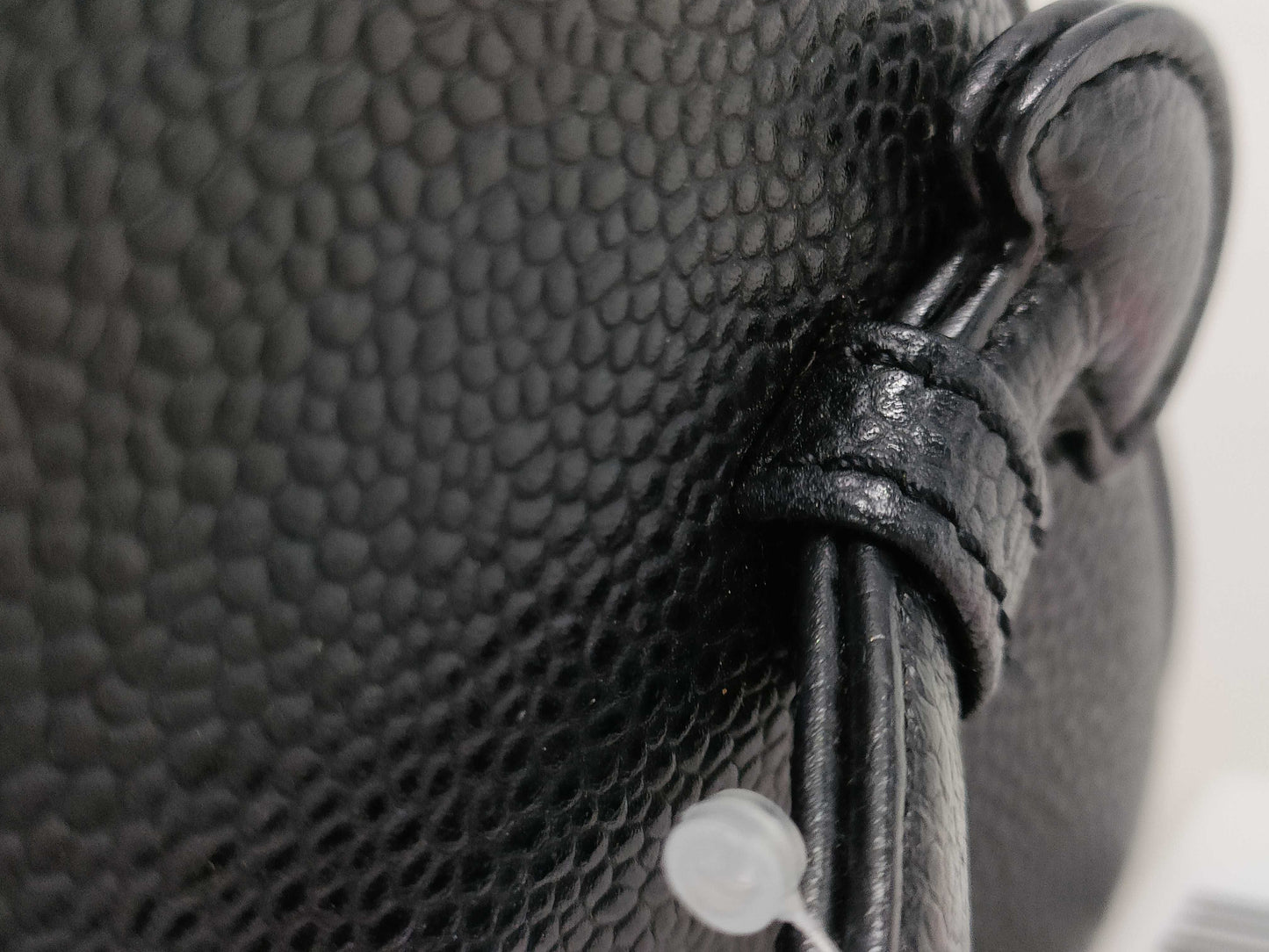 CHANEL Caviar Skin Pouch Coco Mark Black Vanity Bag