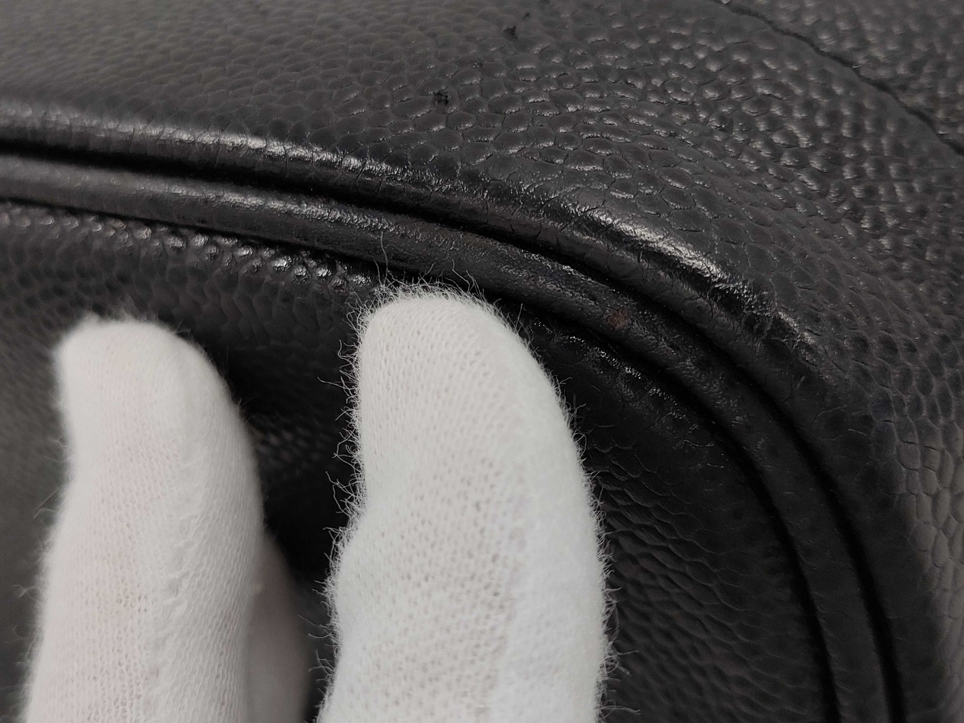 CHANEL Caviar Skin Pouch Coco Mark Black Vanity Bag