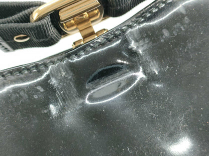 Salvatore Ferragamo Vara Chain Shoulder Bag in Black Enamel