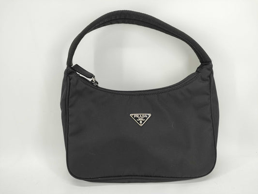 PRADA Nylon Prada Pouch Handbag Black Handbag