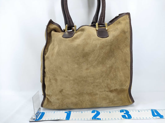 LOEWE Anagram Suede Brown Tote Bag with Pouch