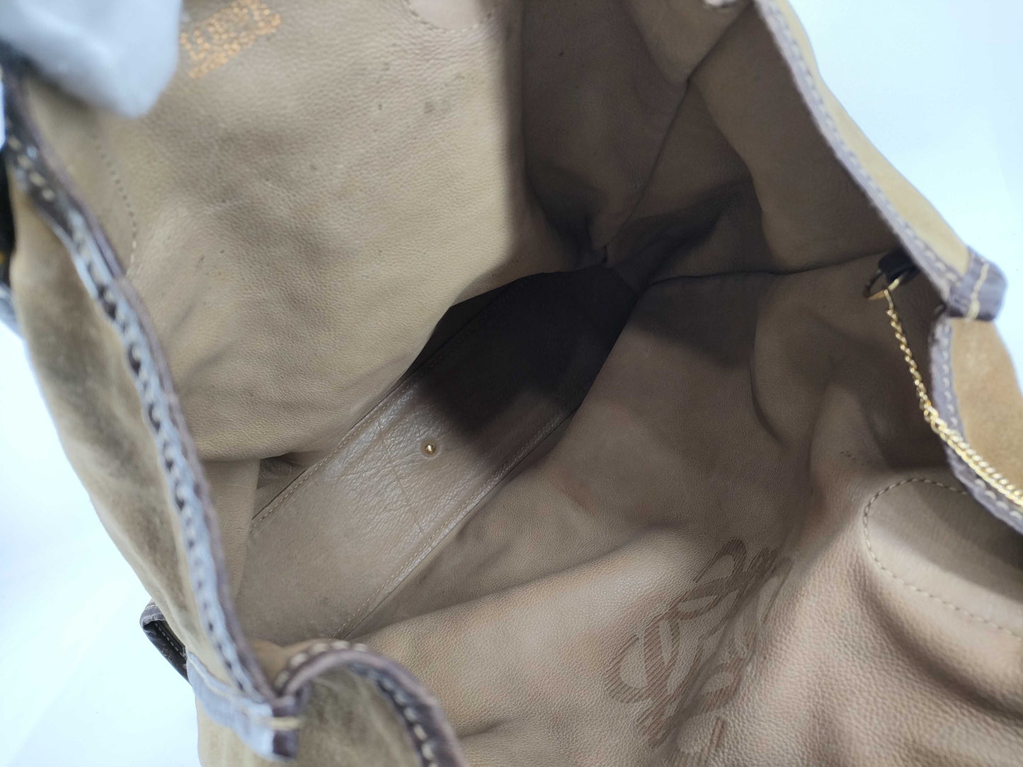 LOEWE Anagram Suede Brown Tote Bag with Pouch
