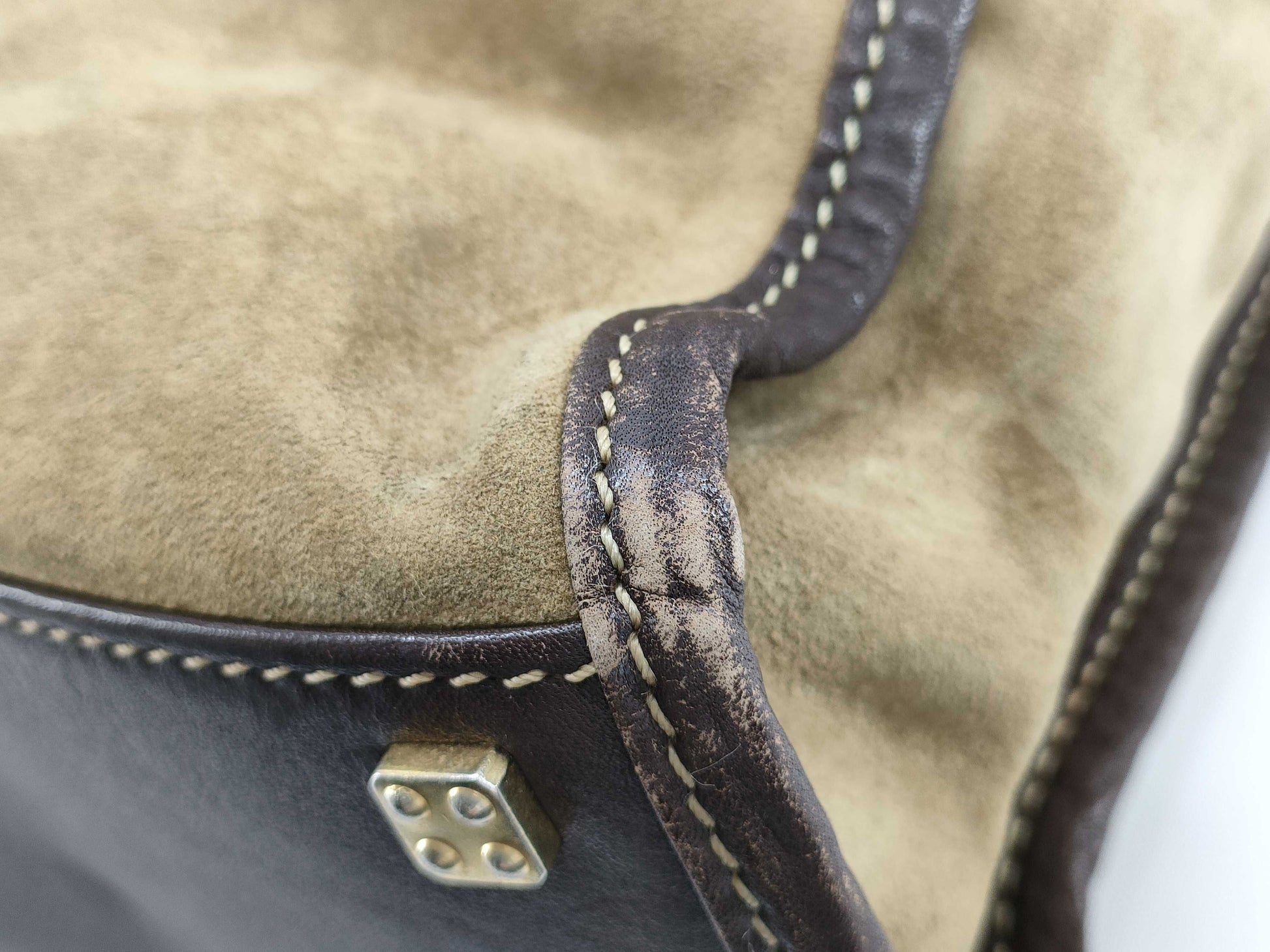 LOEWE Anagram Suede Brown Tote Bag with Pouch