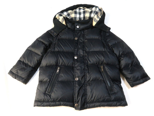 BURBERRY London Kids 3-Way Down Jacket, Nylon, Black, 100% Cotton