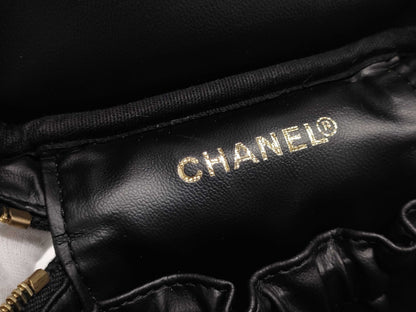 CHANEL Caviar Skin Coco Mark Vertical Vanity Handbag