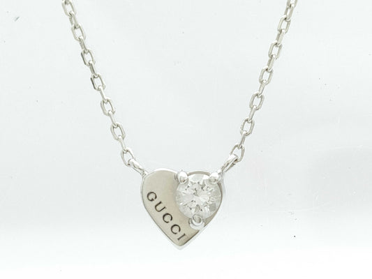 GUCCI Heart 1PD WG Au750 2.1g Necklace 
