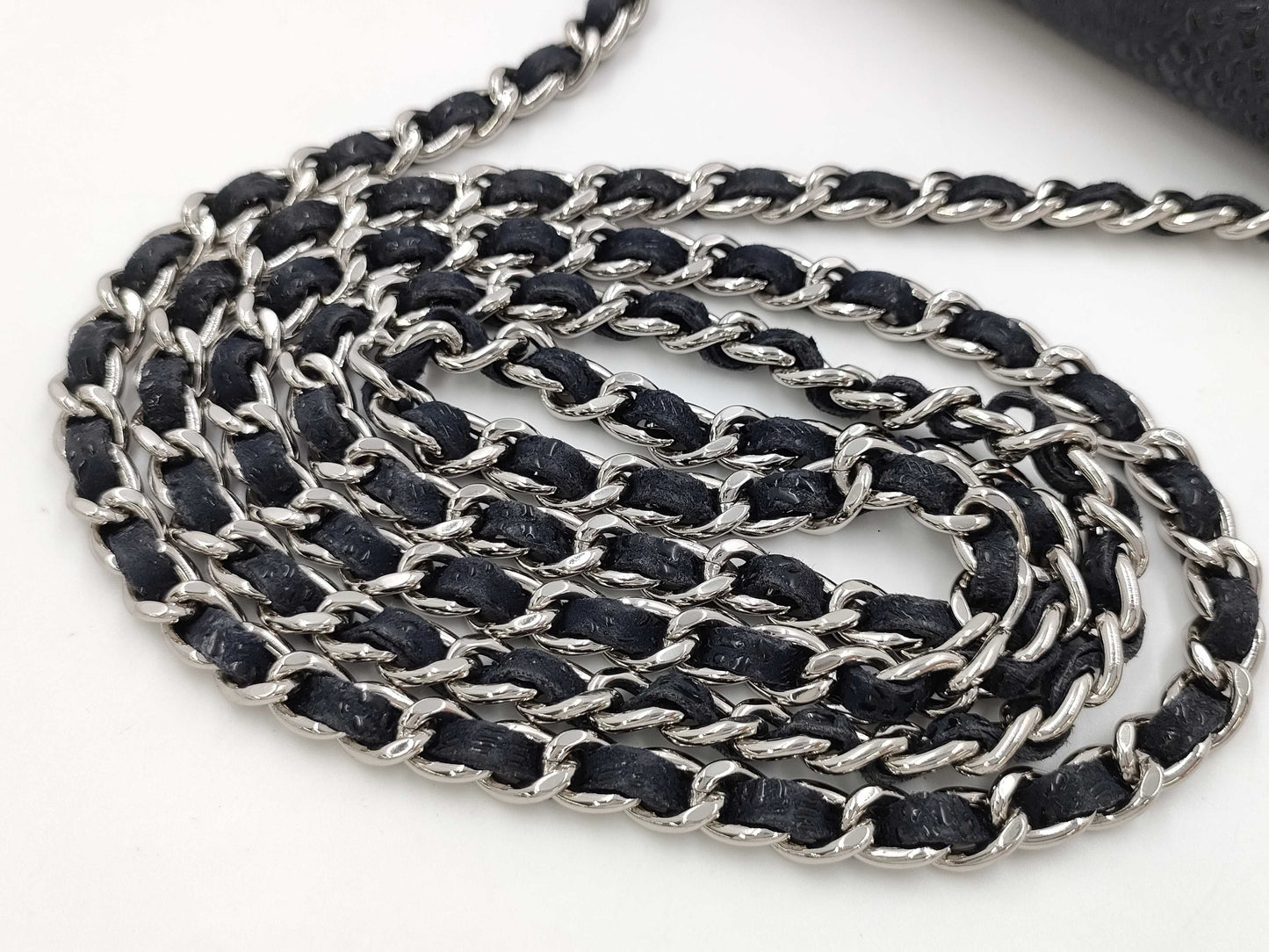 CHANEL Suede Navy Chain Wallet 18 Series Shoulder Bag