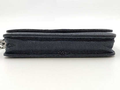 CHANEL Suede Navy Chain Wallet 18 Series Shoulder Bag