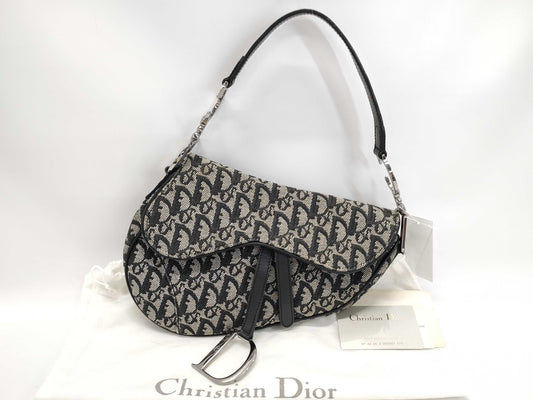 Dior Trotter Saddle Bag Canvas and Leather Handbag