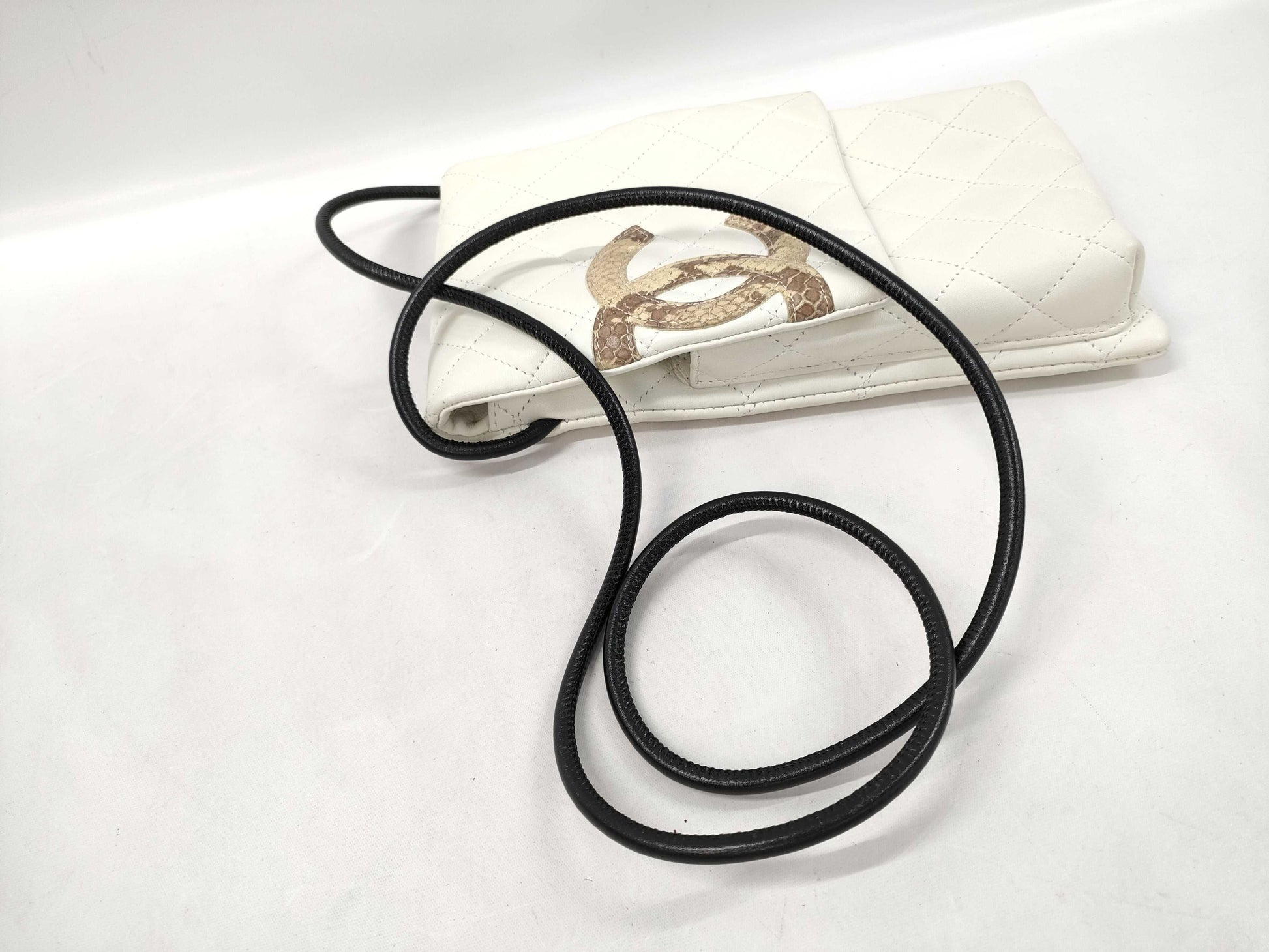 CHANEL Coco Mark Cambon Line Flap Shoulder Bag, Python, White and Black, No. 9, Shoulder Bag