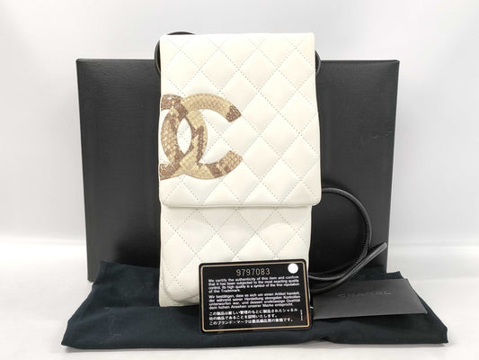 CHANEL Coco Mark Cambon Line Flap Shoulder Bag, Python, White and Black, No. 9, Shoulder Bag