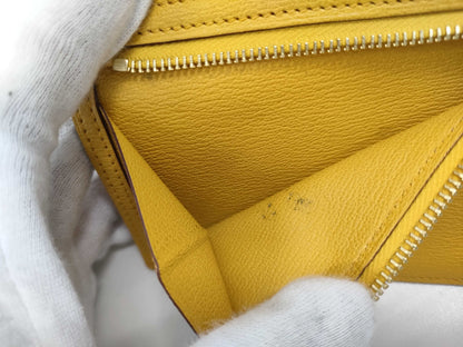 HERMES Bearn Compact Alligator Wallet, Yellow, G Hardware, Y Stamp
