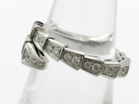 BVLGARI Serpenti Viper L Full Diamond WG Au750 7.0g Ring 