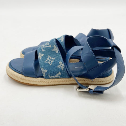 LOUIS VUITTON Monogram Denim and Leather Starboard Sandals CL1119 size 35