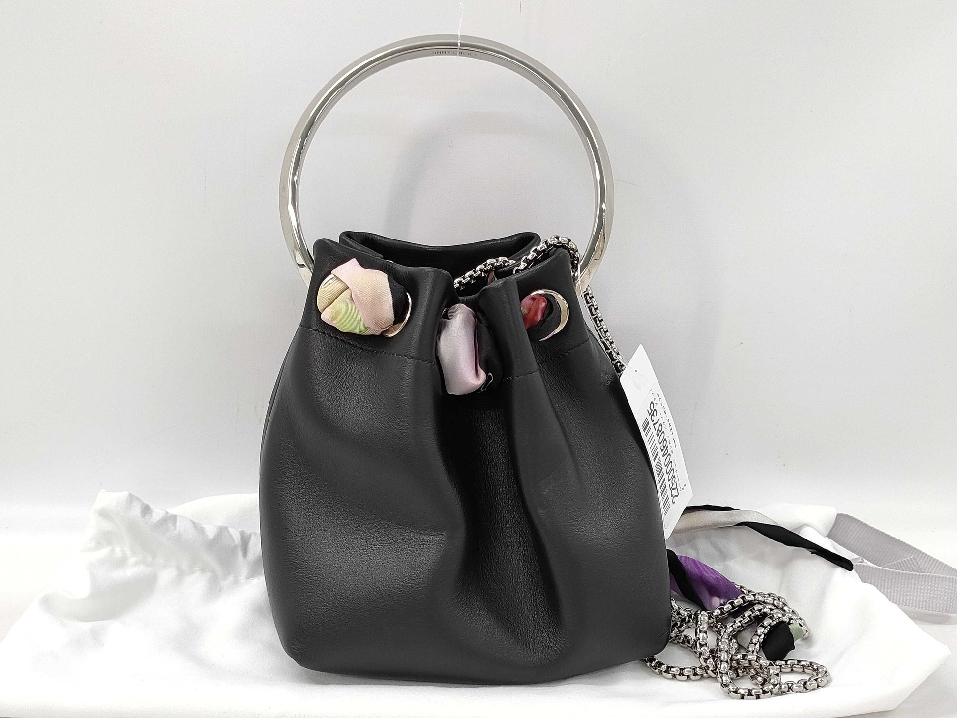 JIMMY CHOO Bonbon Bucket Black Chain Shoulder Bag