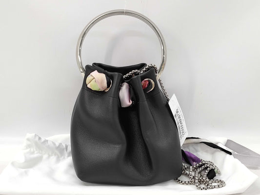 JIMMY CHOO Bonbon Bucket Black Chain Shoulder Bag