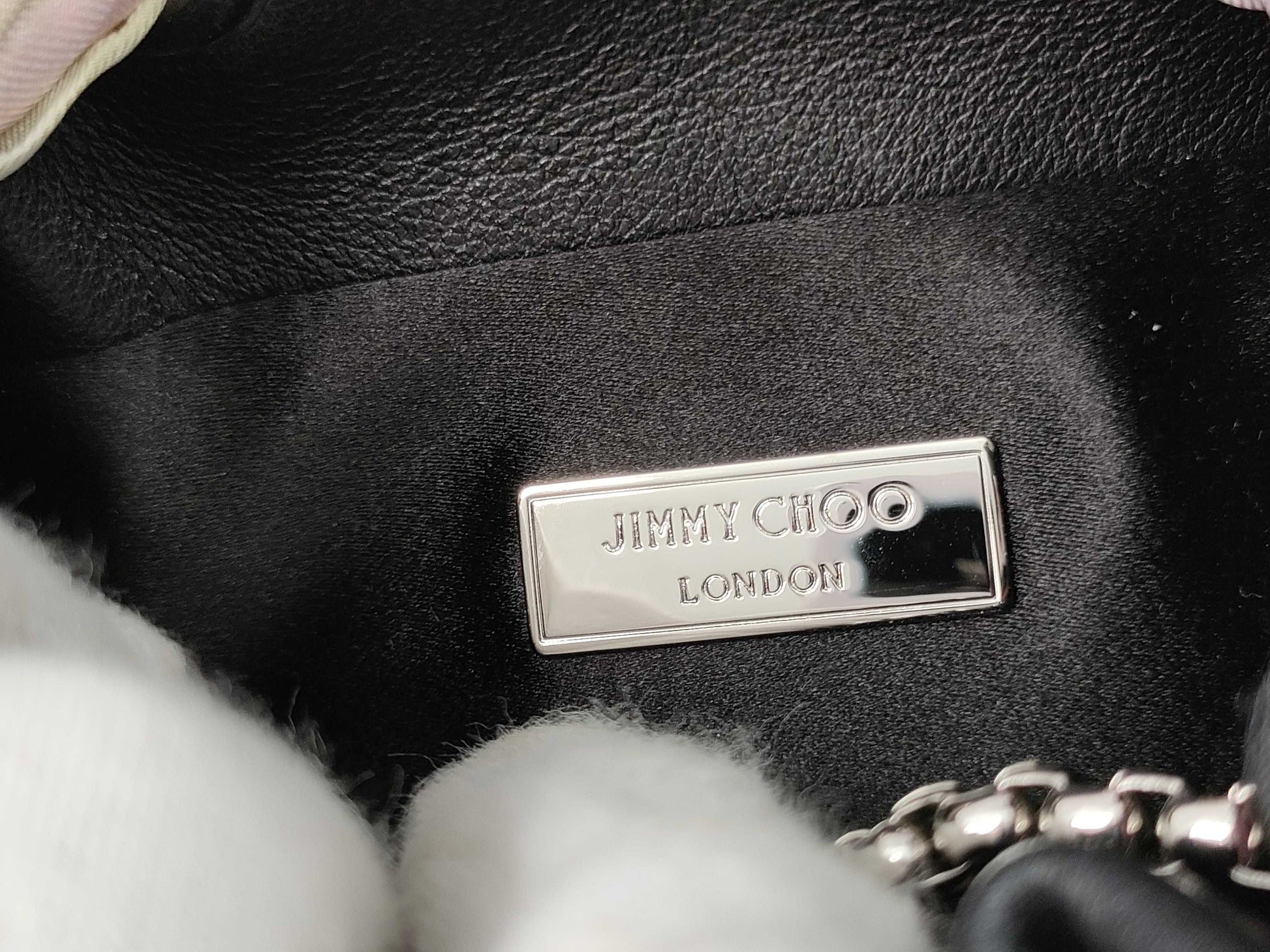 JIMMY CHOO Bonbon Bucket Black Chain Shoulder Bag