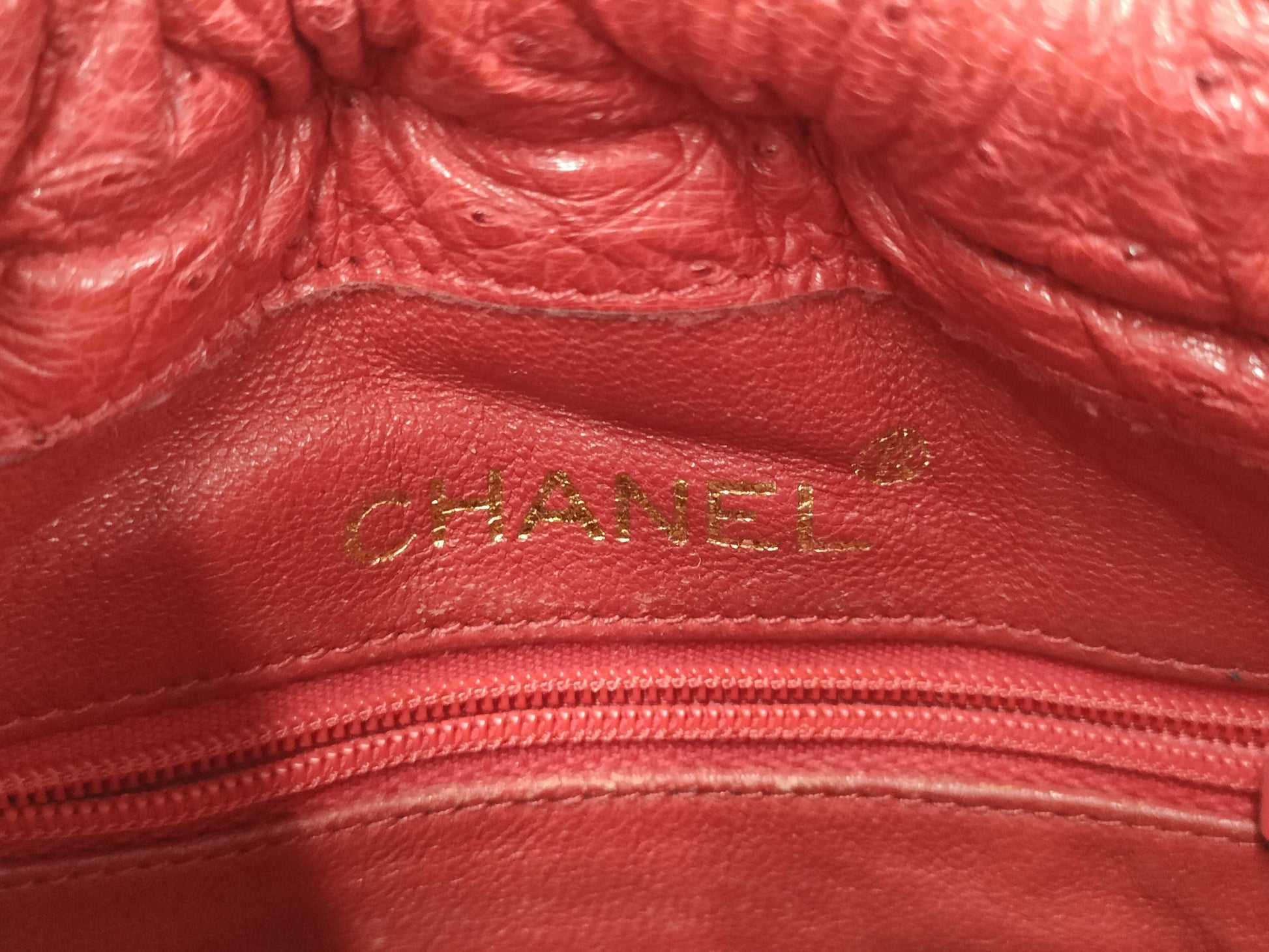 CHANEL Chanel Ostrich Drawstring Shoulder Bag 0531305