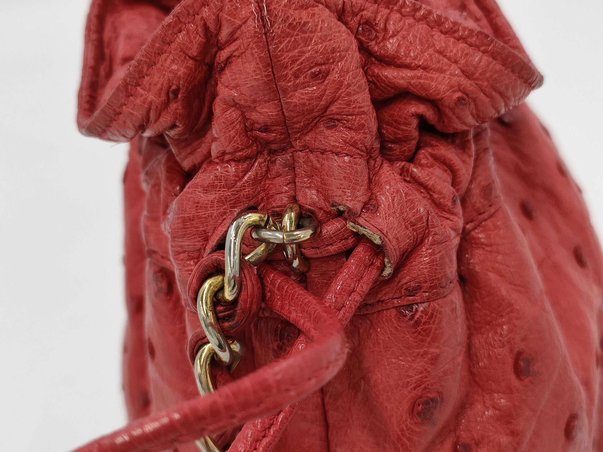 CHANEL Chanel Ostrich Drawstring Shoulder Bag 0531305