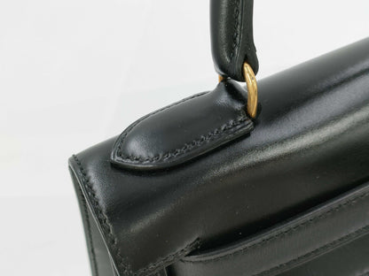 HERMES Kelly 28 ○S Box Calf Cadena Handbag