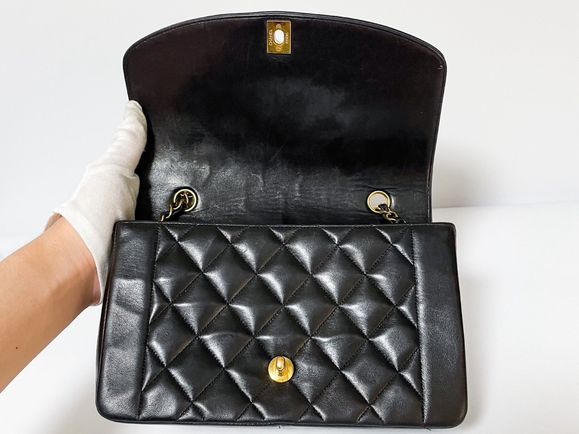 CHANEL Diana 25 Lambskin Matelasse Shoulder Bag with Seal