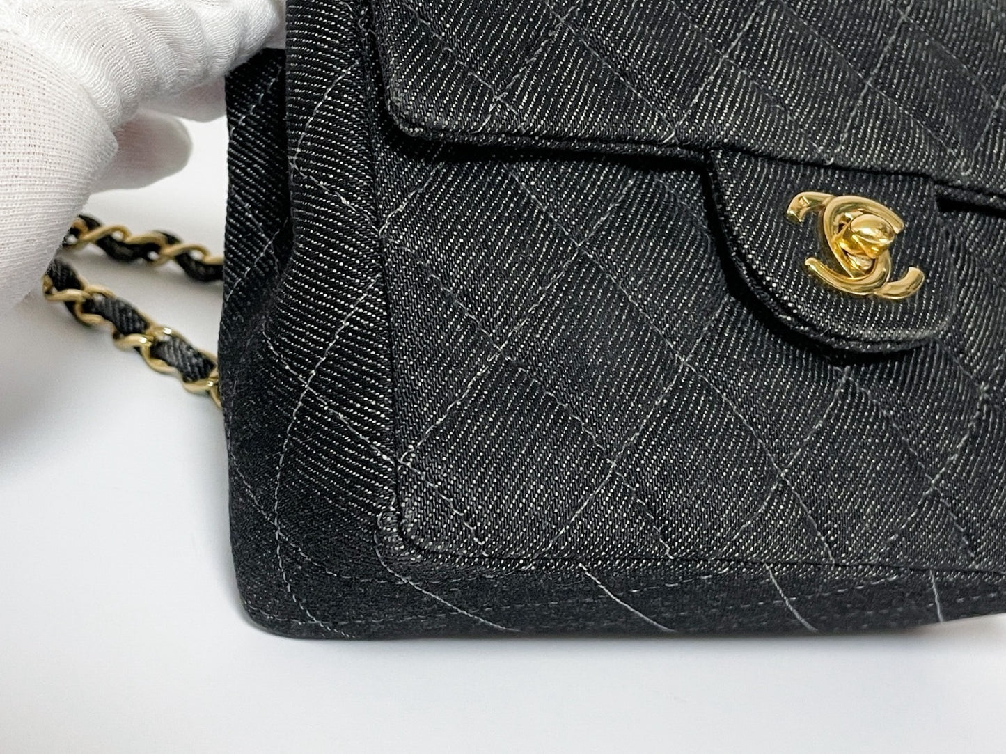 CHANEL Mini Matelasse Denim Lambskin Shoulder Bag with Seal